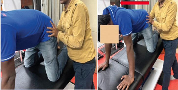 Figure 6: Proprioceptive neuromuscular facilitation with deep breathing.